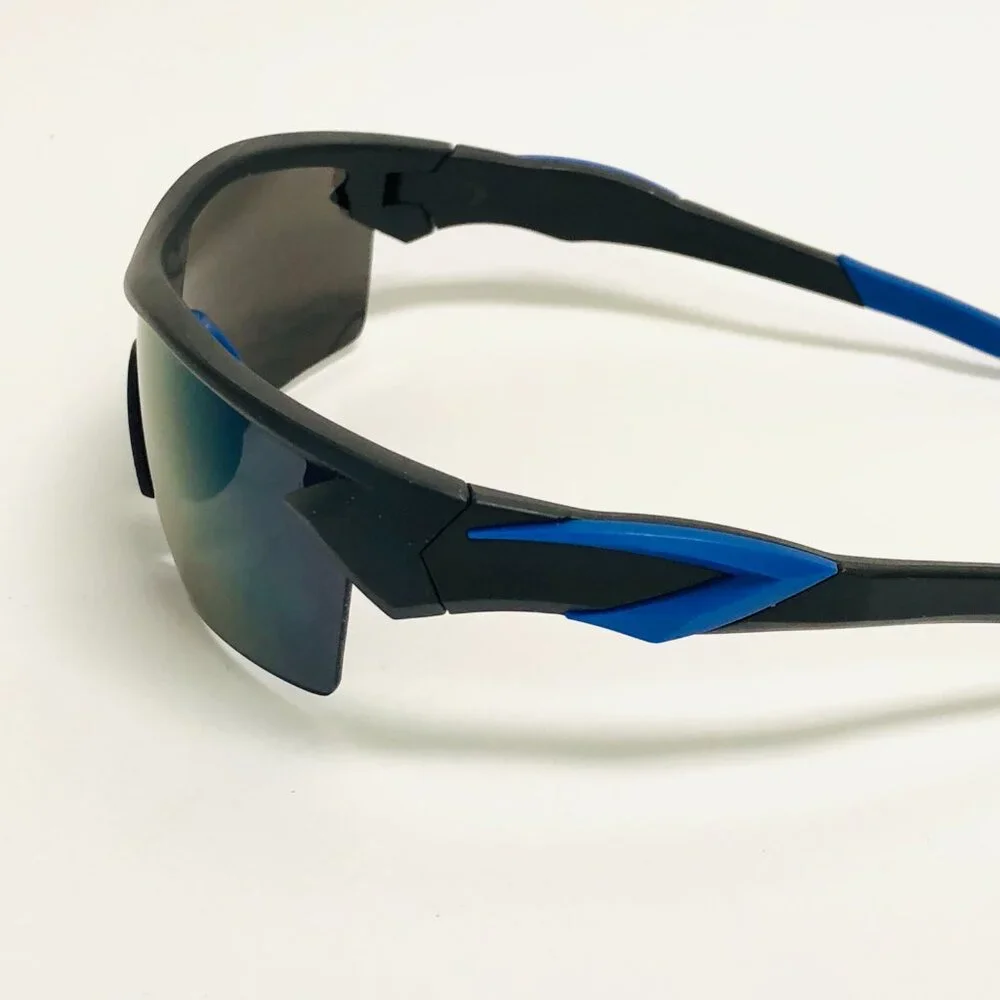 Men Sunglasses Gold Mirror Lens Sports Shades Retro Style Classic Helf Rim Lente